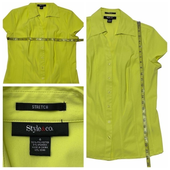 STYLE & Co Green Short Sleeve Button Down Shirt - Picture 9 of 10